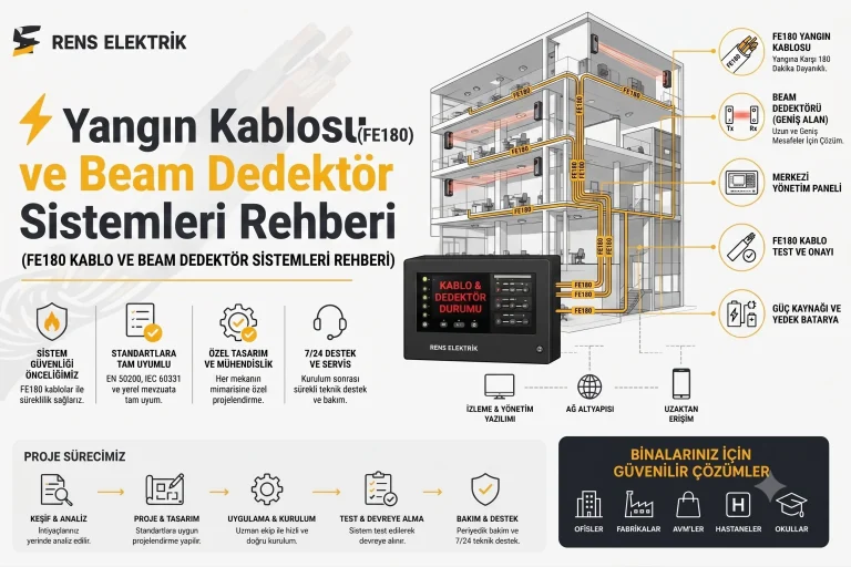 ⚡ Yangın Kablosu (FE180) ve Beam Dedektörü Endüstriyel Rehberi