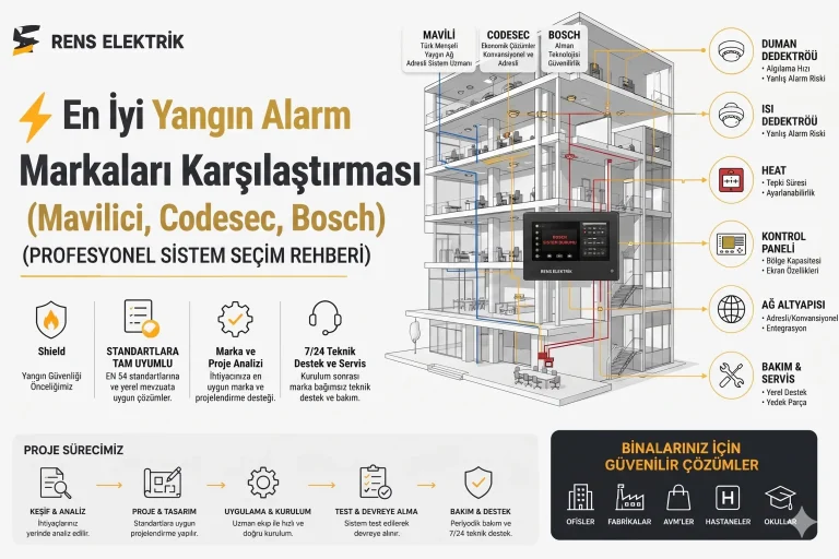 ⚡ En İyi Yangın Alarm Markaları Karşılaştırması (Mavili, Codesec, Bosch)